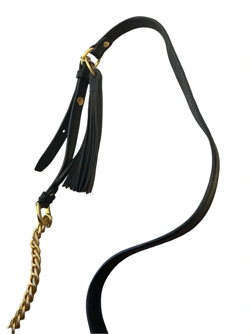 Tory Burch Black Quilted Leather Camera Crossbody with Gold Chain and Tassel